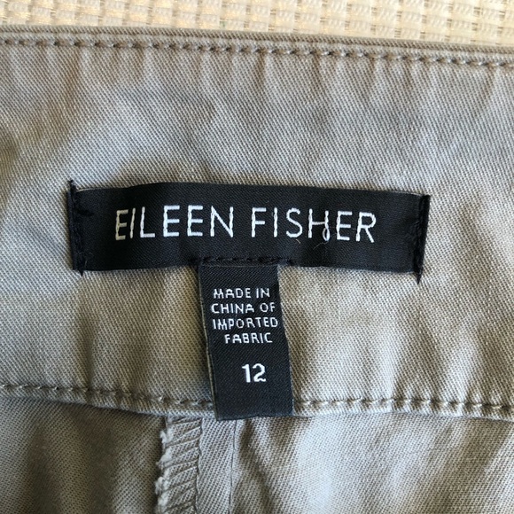 Eileen Fisher Chino Tan/Khaki Cropped Capri Straight Pants Women’s Size 12 - Picture 7 of 15